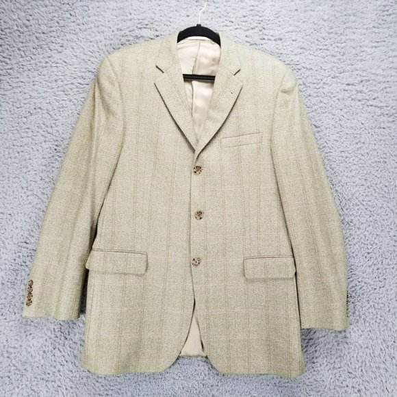 Burberry Jacket Mens 42L Brown Vintage Wool Long Sleeve 3 Button Blazer